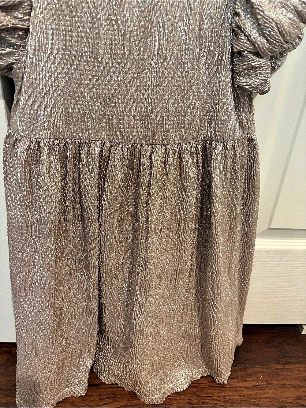Kids' Shimmer Ruffle Sleeve Dress 8t